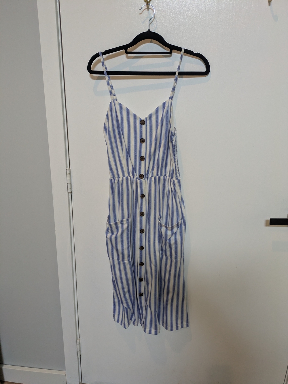 Blue and White Striped Button-Front Sundress